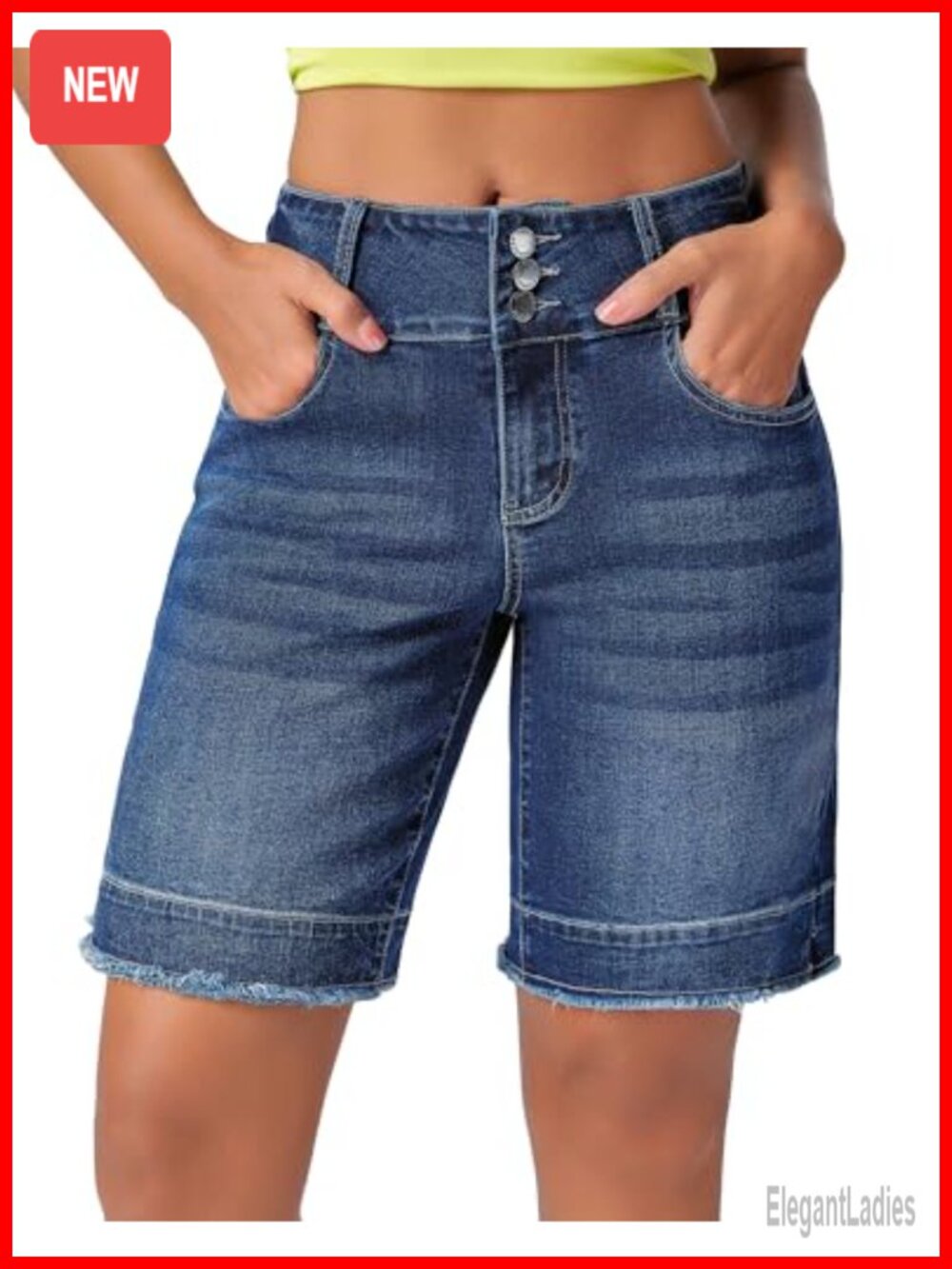 High Waisted Frayed Hem Wide Leg Denim Jean Shorts Stretchy Summer